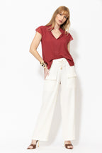 Deep Red Viscose Lace Blogger Shirt
