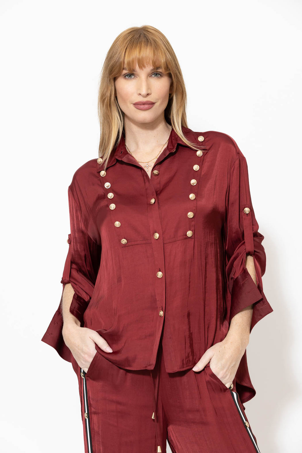 Burgundy Glow Military Shirt