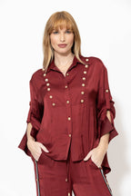 Burgundy Glow Military Shirt