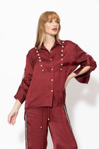Burgundy Glow Military Shirt