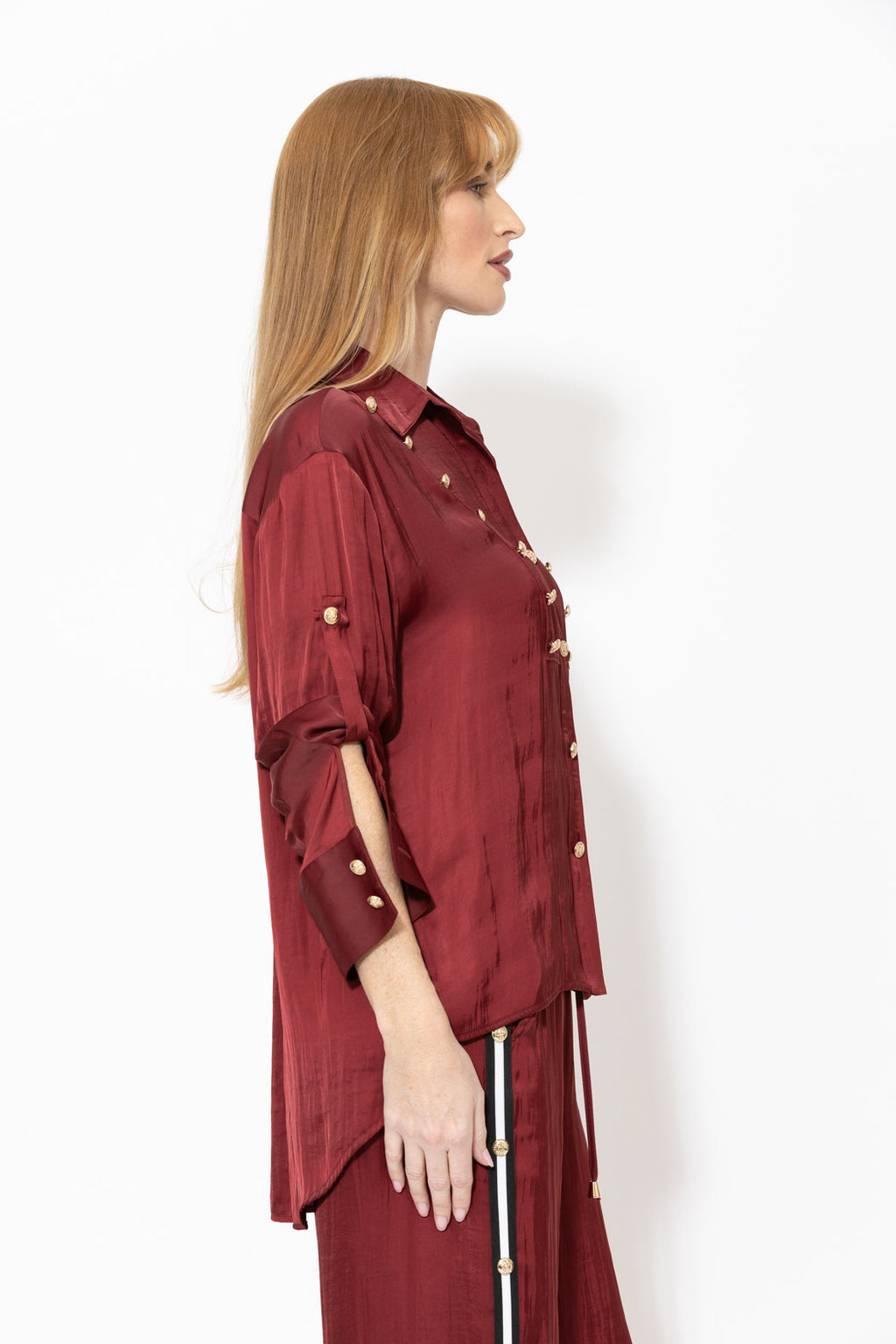 Burgundy Glow Military Shirt