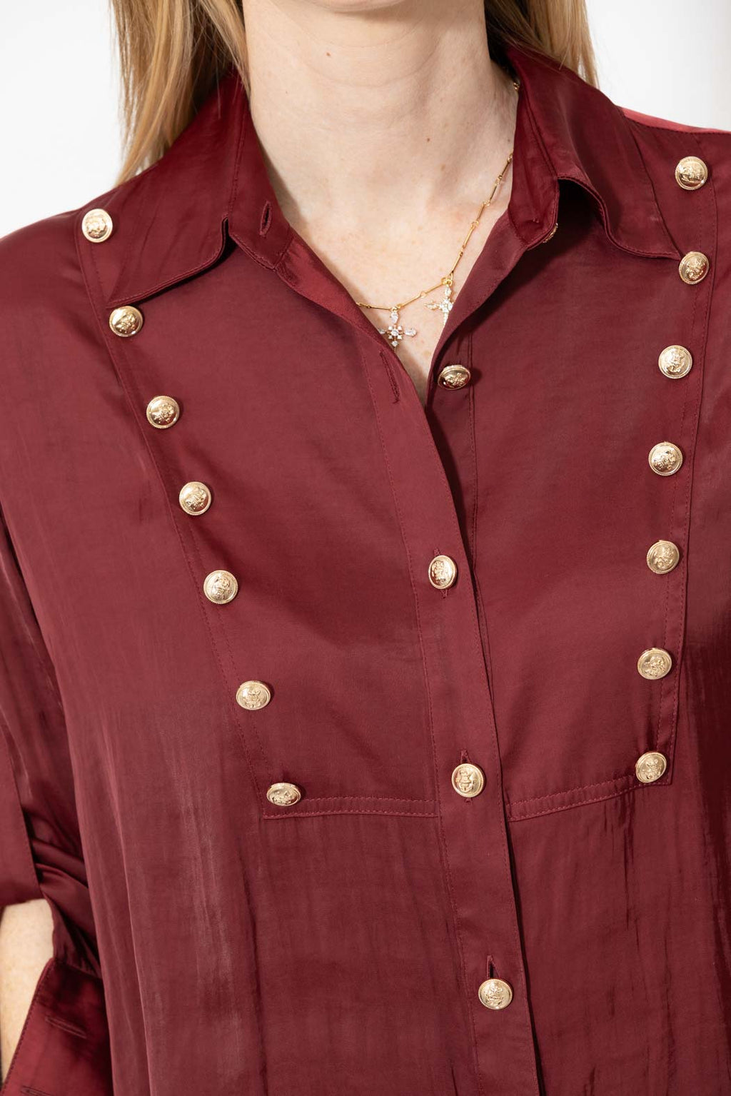 Burgundy Glow Military Shirt