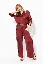 Burgundy Glow Studded Pant