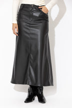 Black Faux Leather Ocean Skirt
