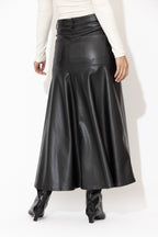 Black Faux Leather Ocean Skirt