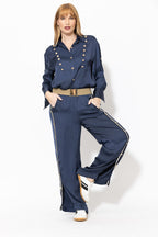Navy Glow Studded Pant