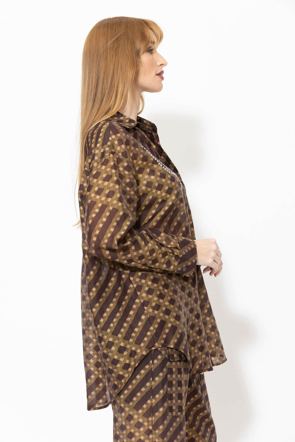 Check Tencel Linen Studded Shirt