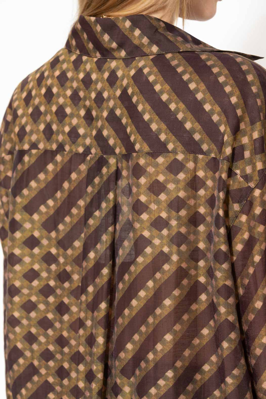 Check Tencel Linen Studded Shirt