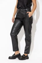 Black Faux Leather Paperbag Pant