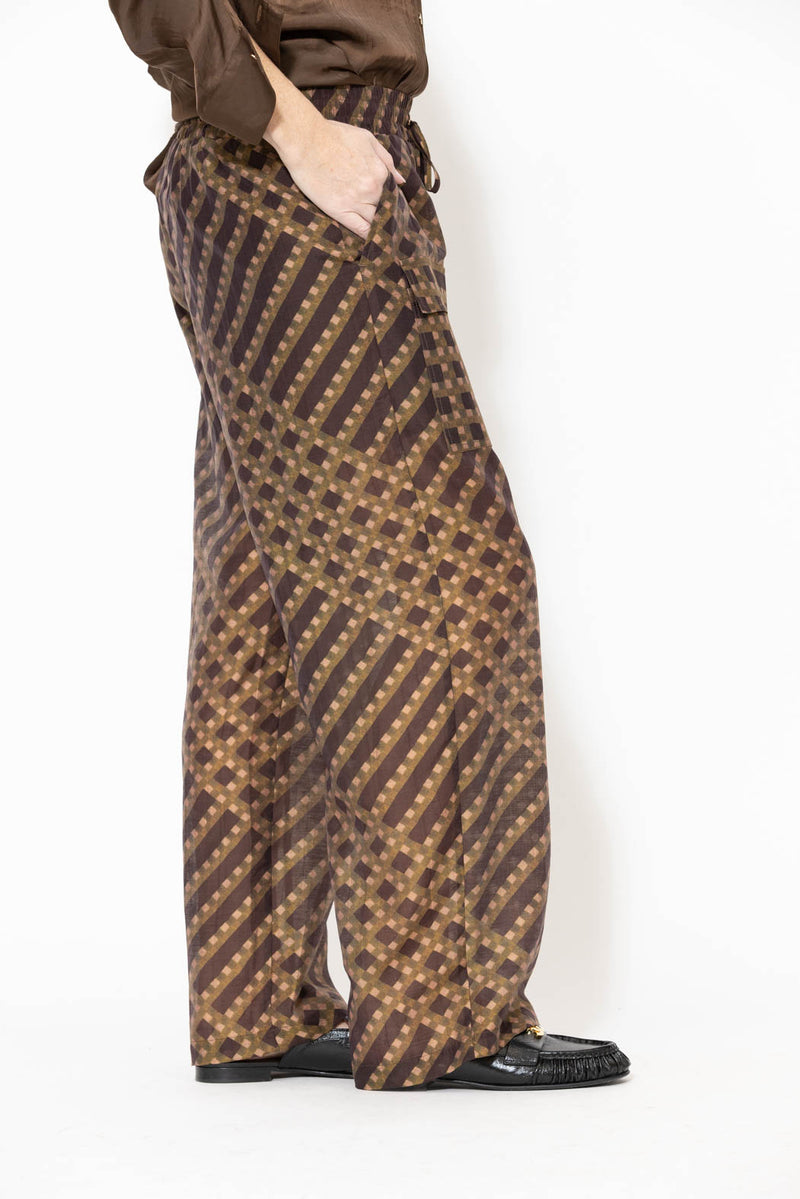 Check Tencel Linen Cargo Pant