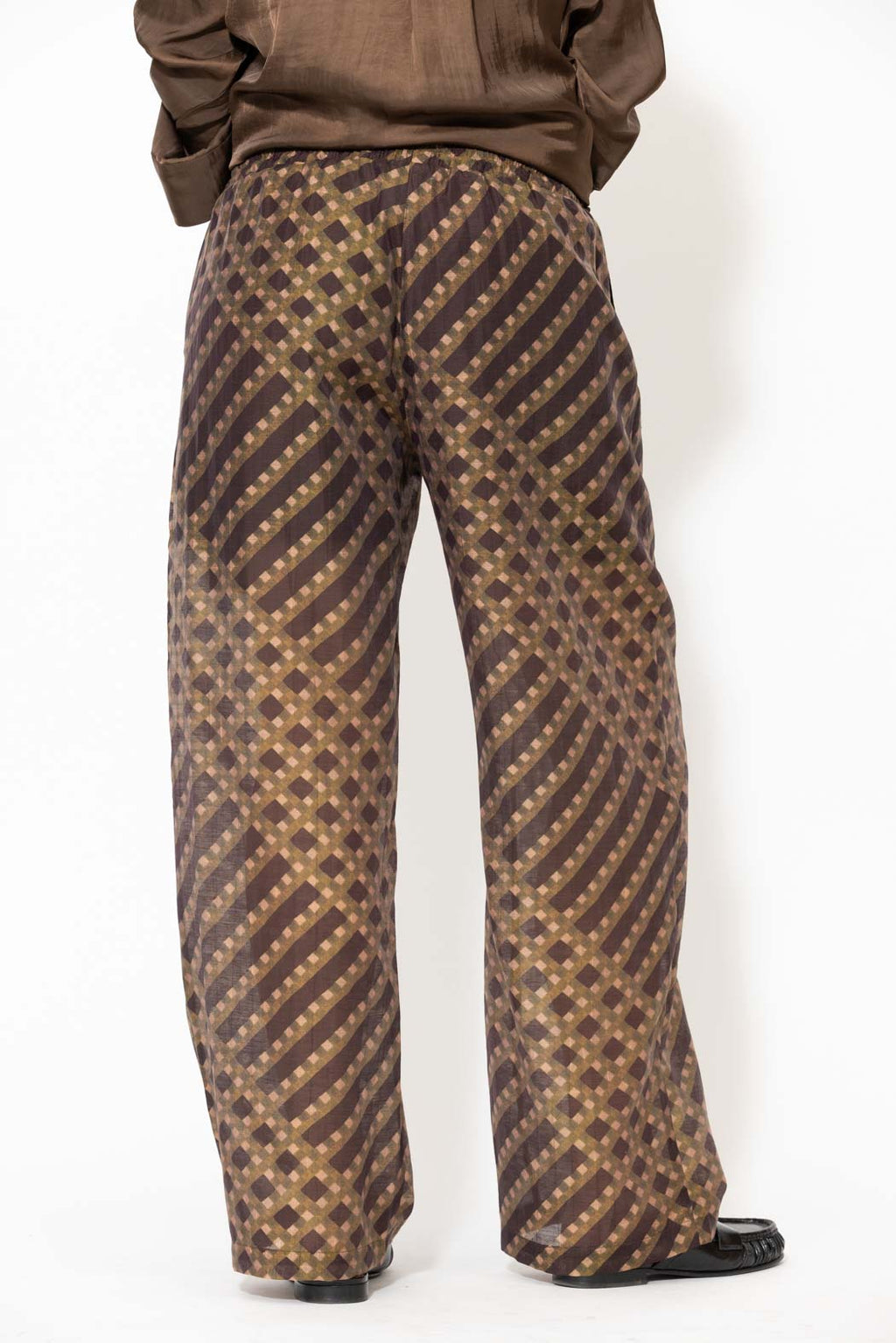 Check Tencel Linen Cargo Pant