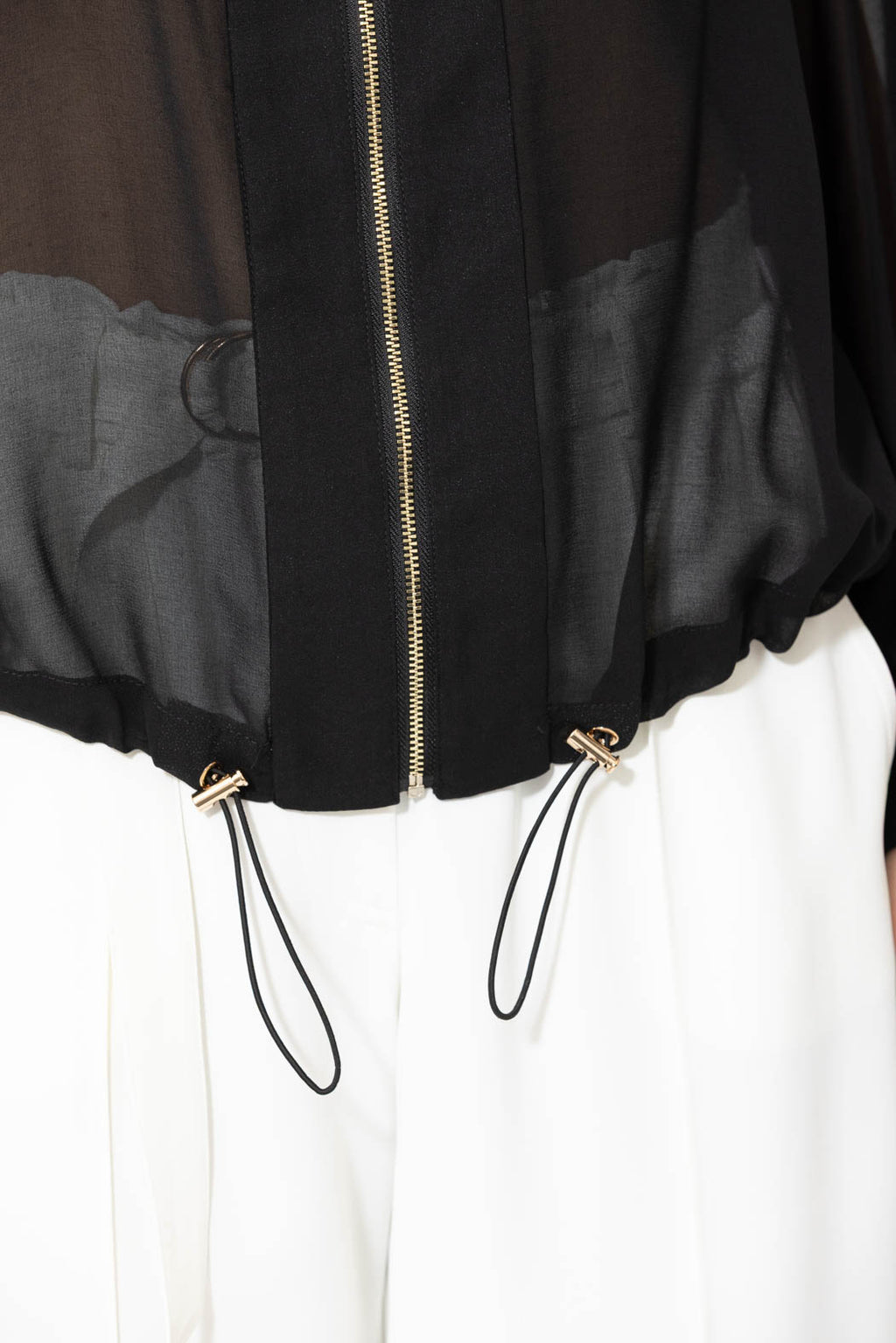 Black Chiffon Hooded Jacket