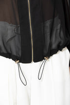 Black Chiffon Hooded Jacket