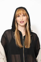 Black Chiffon Hooded Jacket