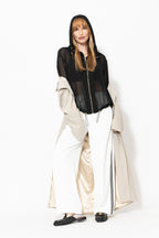 Black Chiffon Hooded Jacket