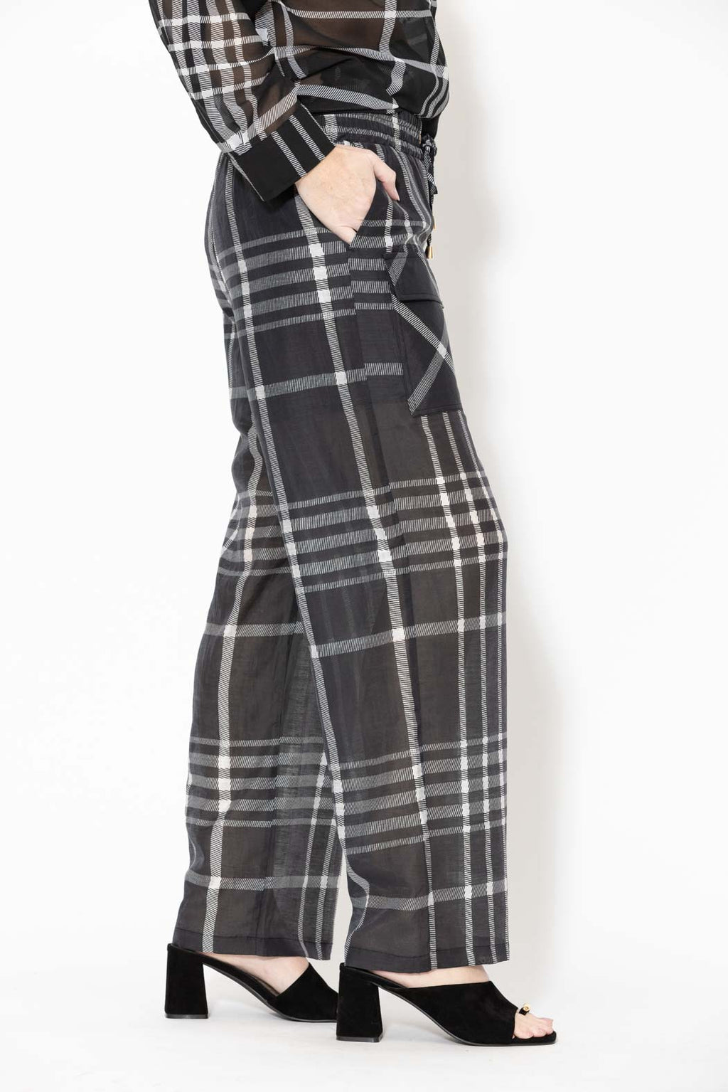Black/White Tencel Linen Cargo Pant