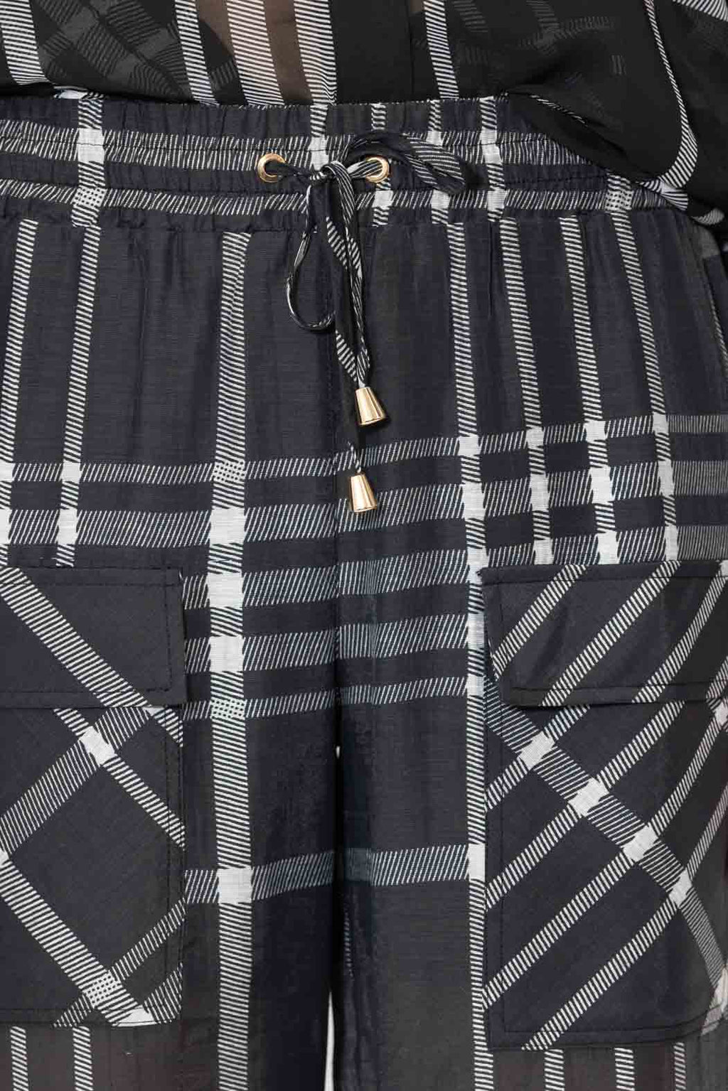 Black/White Tencel Linen Cargo Pant