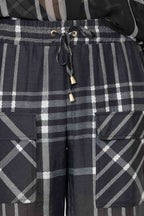 Black/White Tencel Linen Cargo Pant