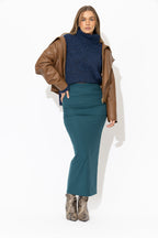 Teal Tencel Roll Top Skirt