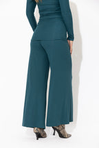 Teal Tencel Roll Top Pant