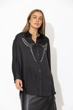 Black Studded Oversized Shirt