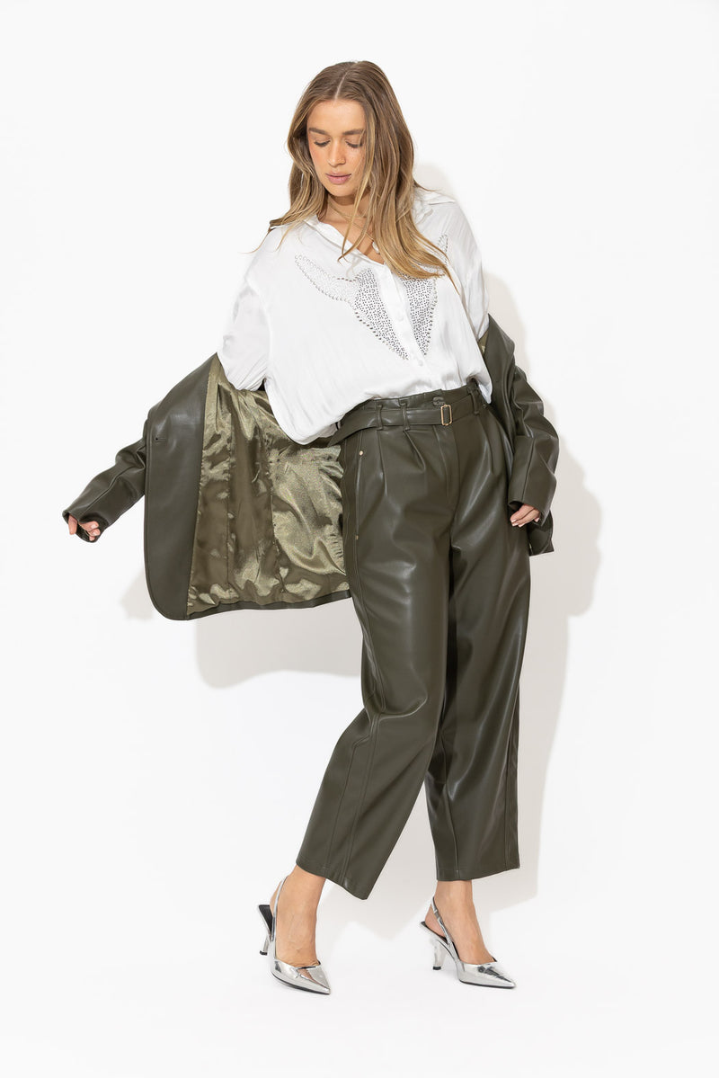 White Studded Oversized Shirt
