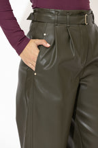 Khaki Faux Leather Mia Pant