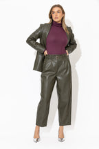 Cherry Tencel Roll Neck Top