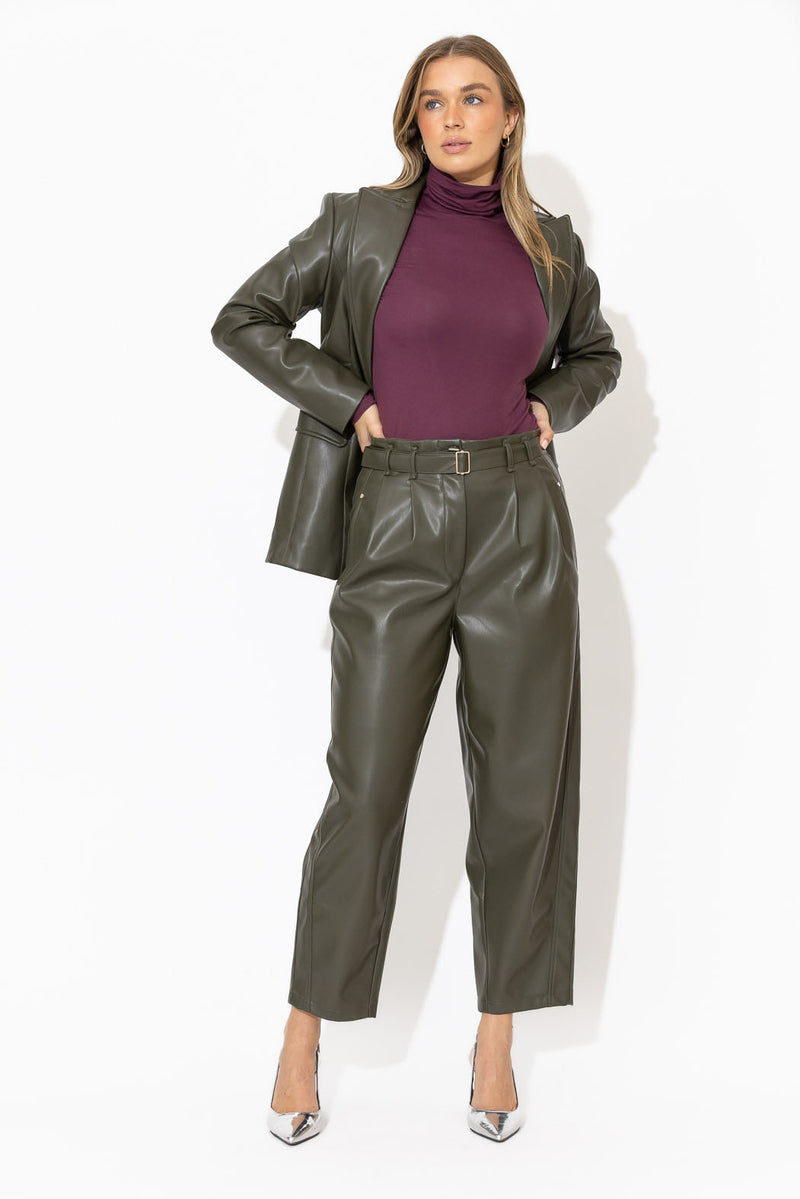 Cherry Tencel Roll Neck Top