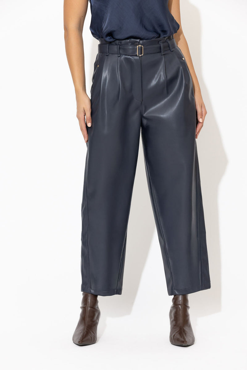 Navy Faux Leather Mia Pant
