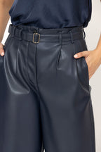 Navy Faux Leather Mia Pant