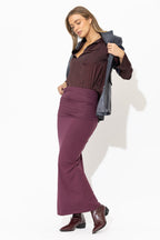 Cherry Tencel Roll Top Skirt