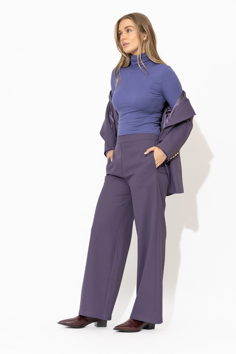 Mauve Tencel Roll Neck Top