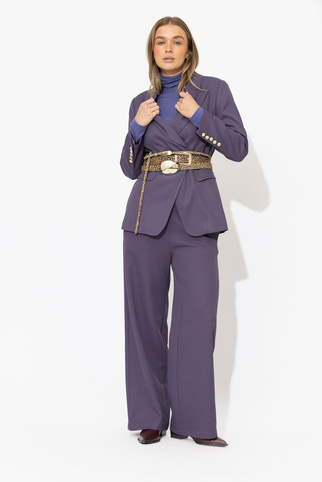 Mauve Tencel Roll Neck Top