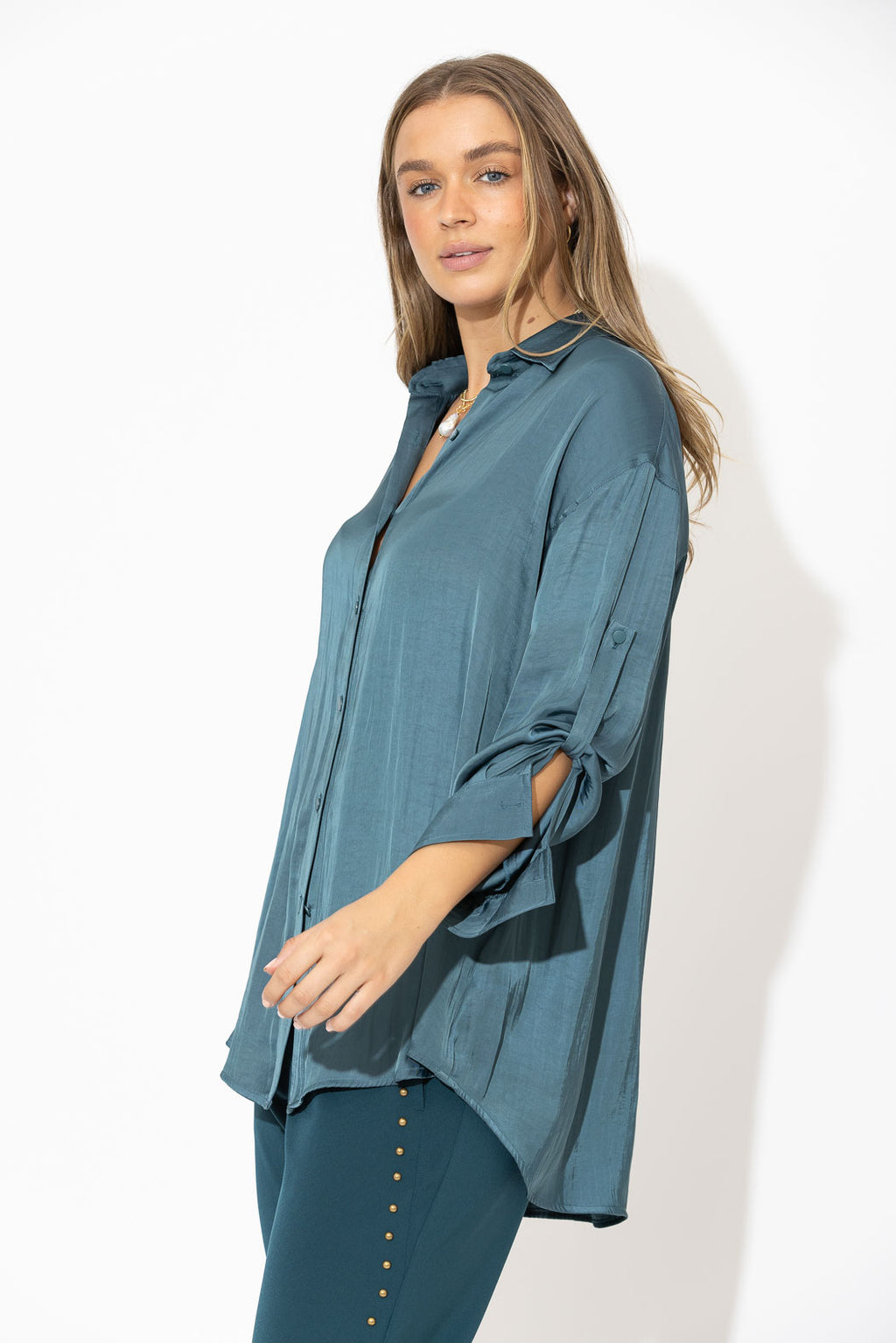Teal Glow Slouch Shirt