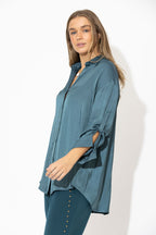 Teal Glow Slouch Shirt
