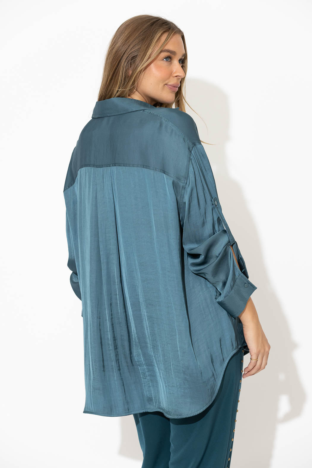 Teal Glow Slouch Shirt
