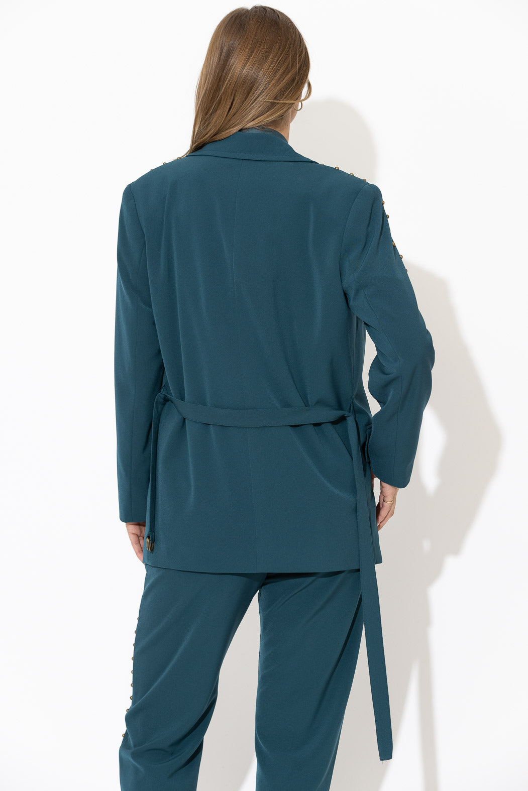 Teal Stud Boyfriend Blazer