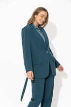 Teal Stud Boyfriend Blazer