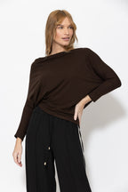 Chocolate Tencel Drape Top