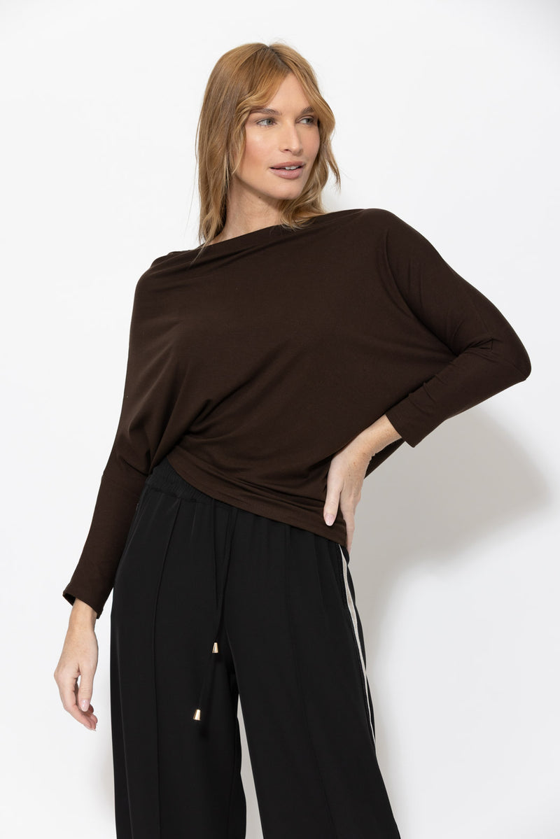 Chocolate Tencel Drape Top