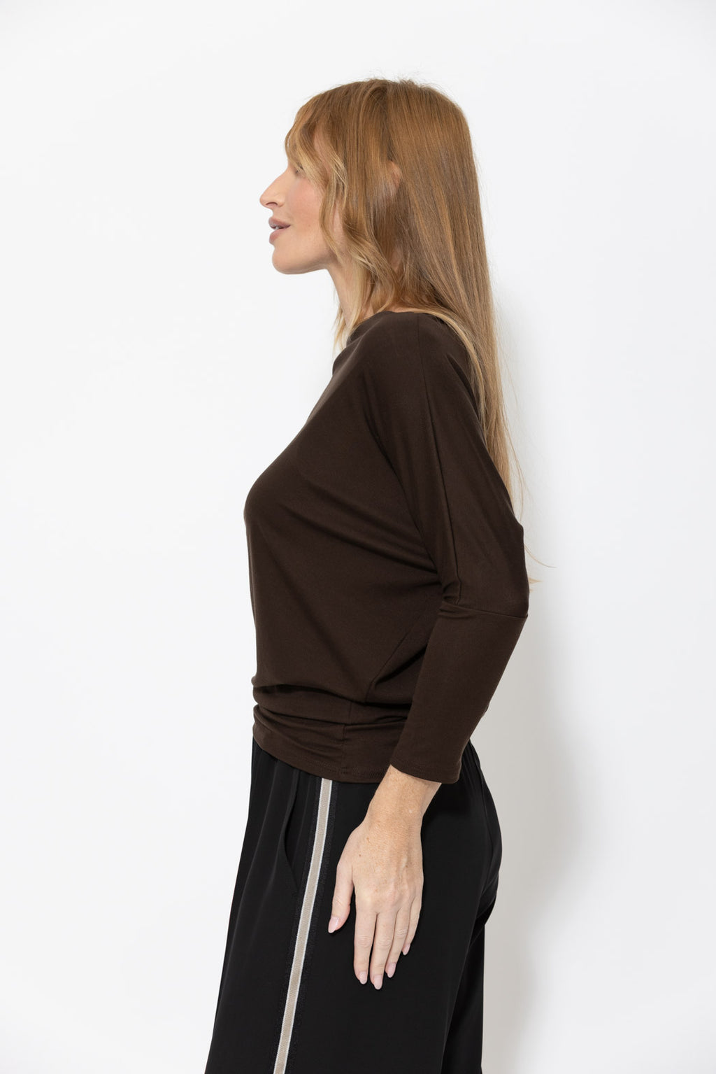 Chocolate Tencel Drape Top