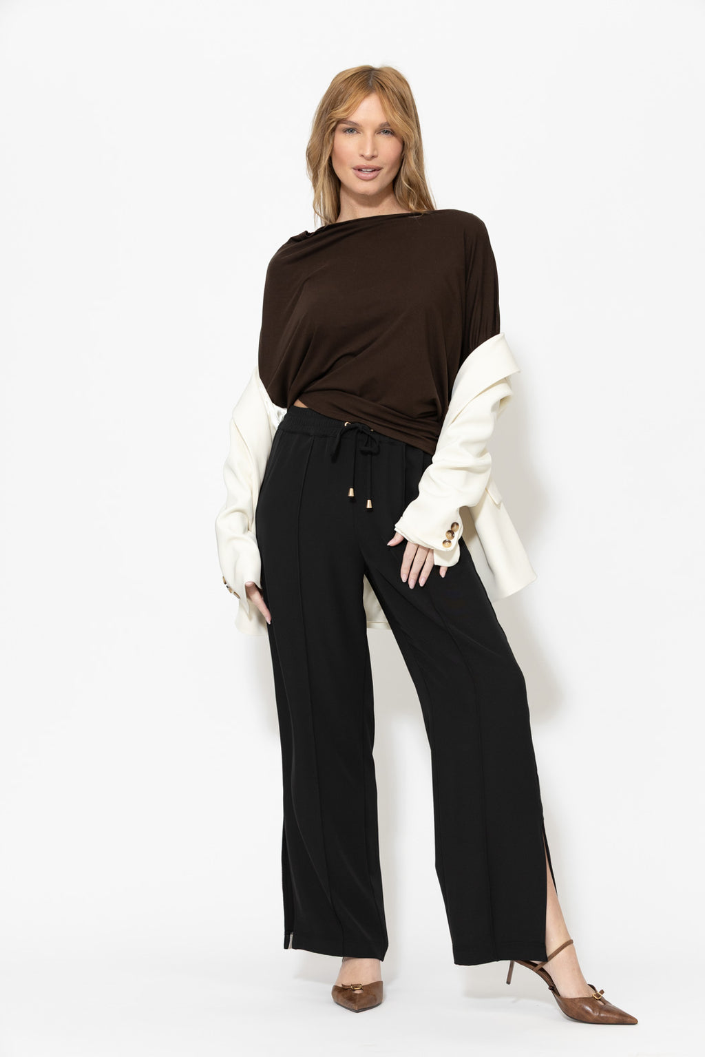 Black Euro Pintuck Sport Pant