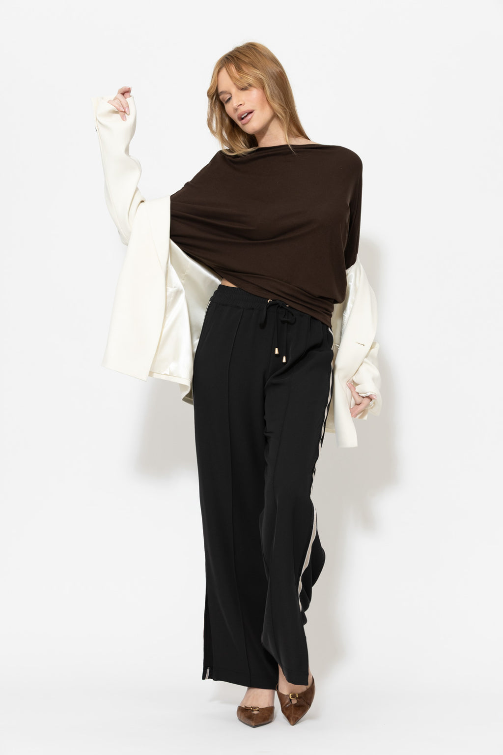 Chocolate Tencel Drape Top