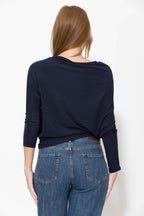 Navy Tencel Drape Top