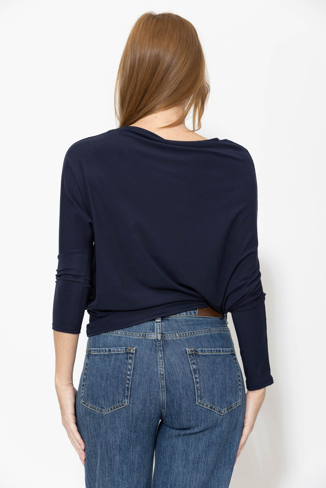 Navy Tencel Drape Top