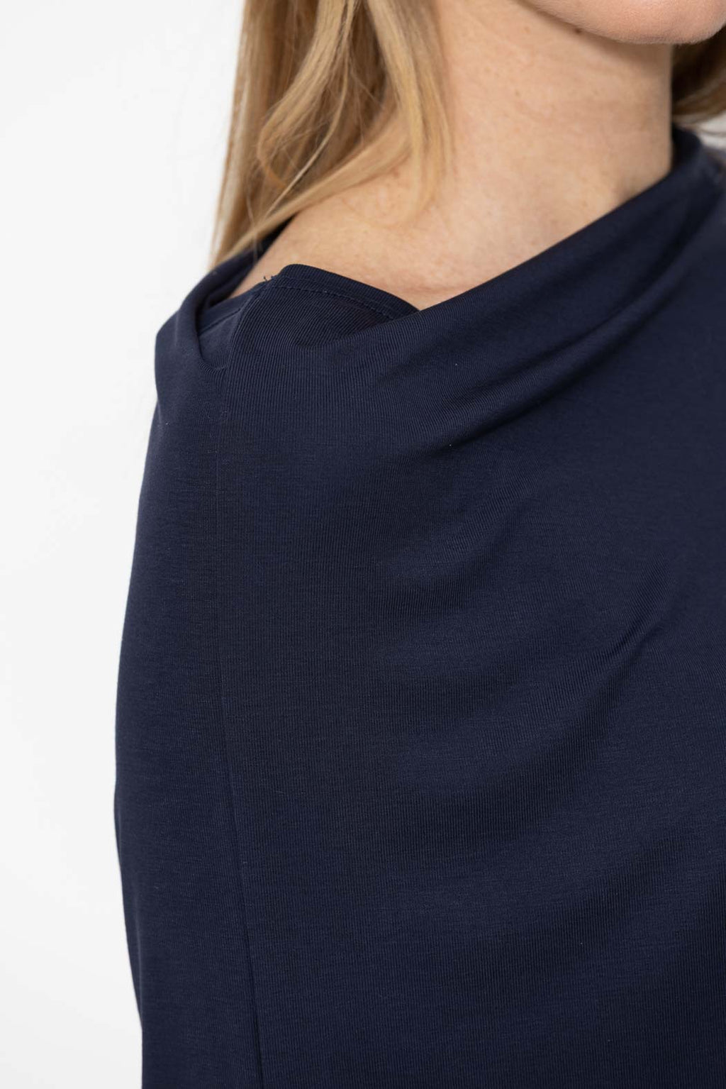 Navy Tencel Drape Top