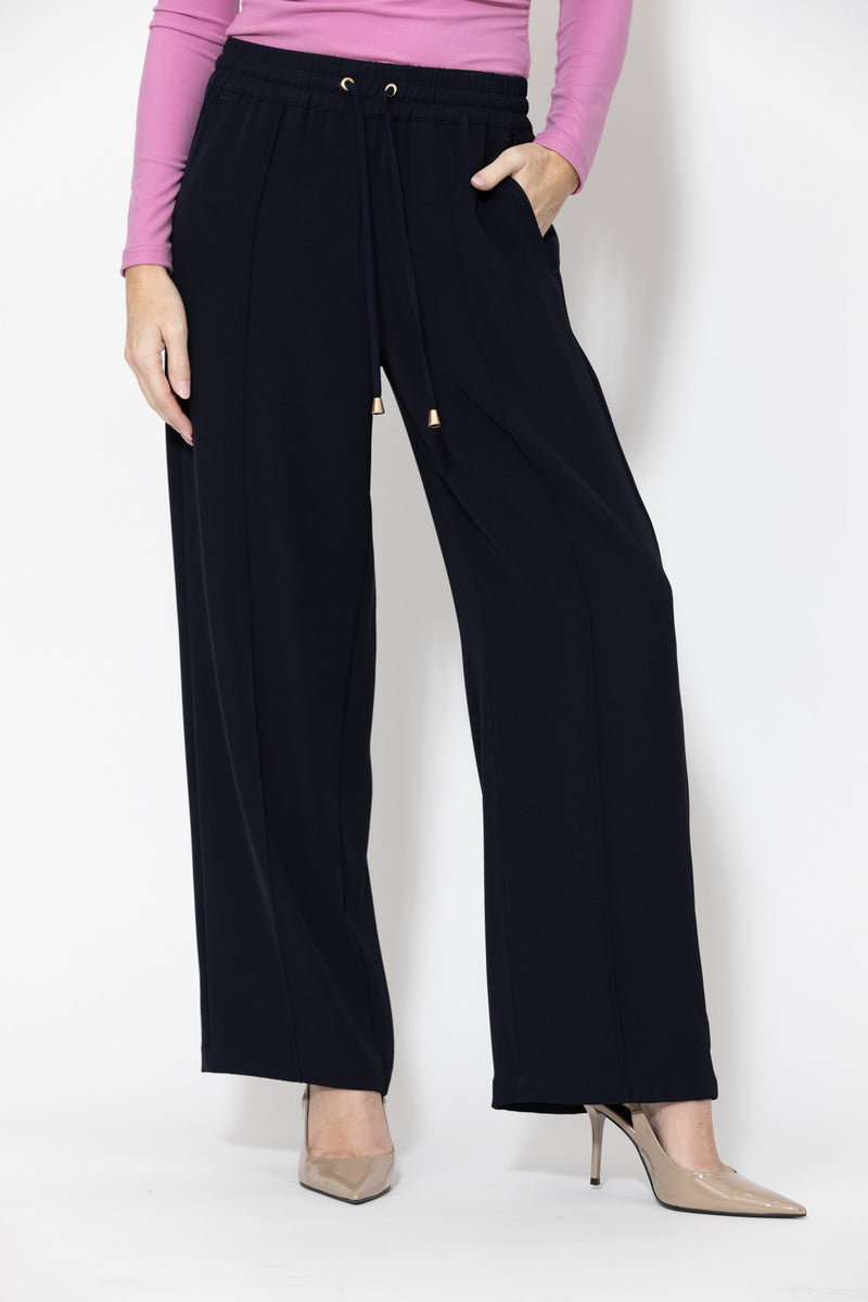 Navy Lustra Pintuck Pant