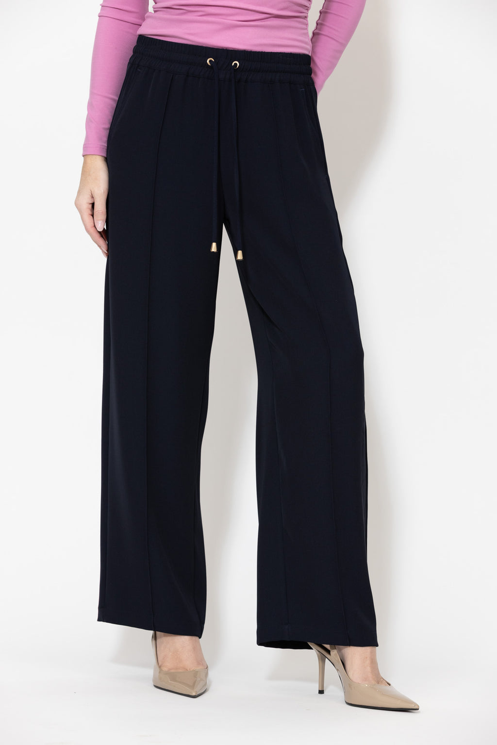 Navy Lustra Pintuck Pant