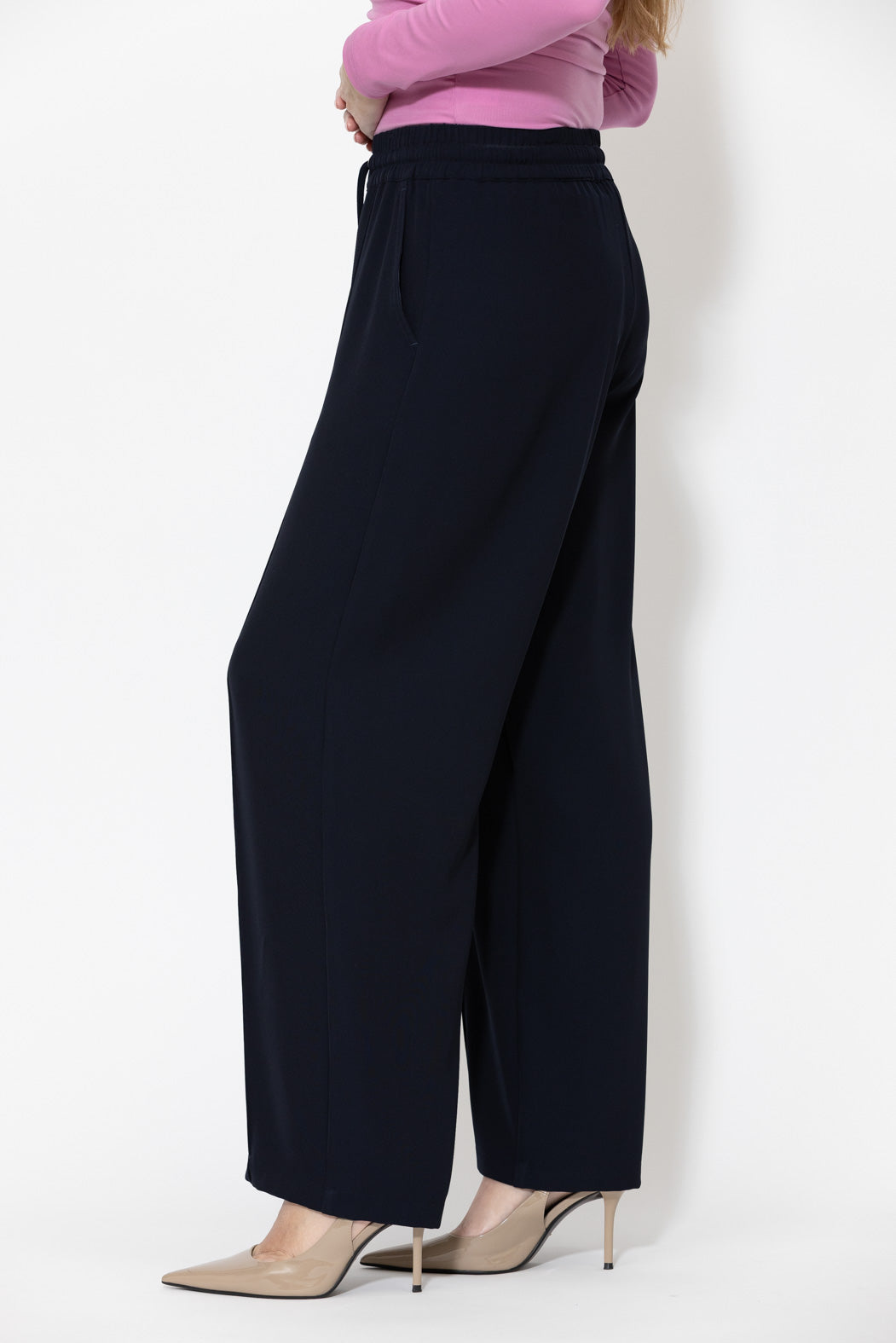 Navy Lustra Pintuck Pant